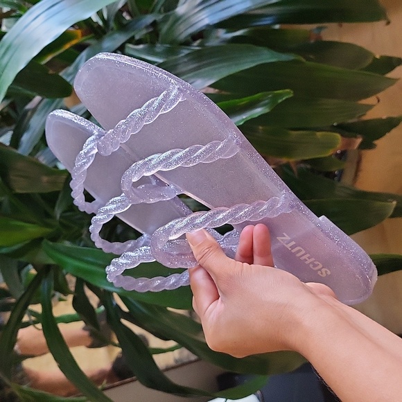 Schultz Sparkly Pool Sandals Cassia Jelly Flats - Picture 2 of 5